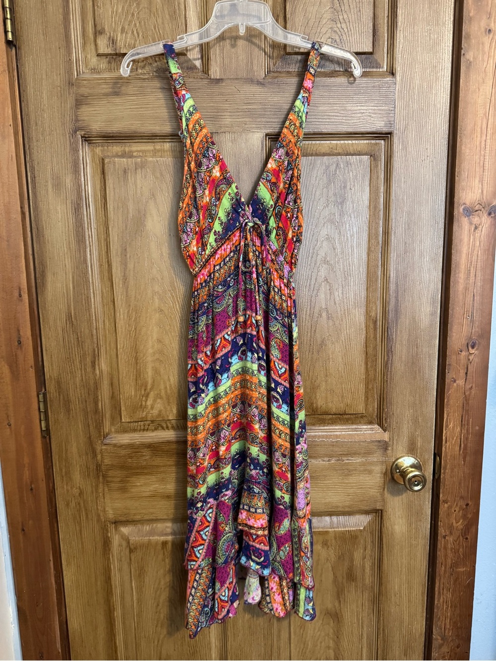 Funky People Multicolor Boho Midi Dress - Orange, Green, Purple, Pink, Blue